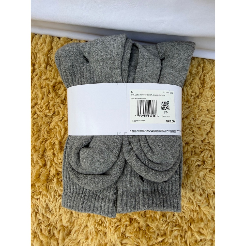 Nike Everyday Cushioned Crew Socks 6 Pair Grey Dri-FIT SX7666-064 L W10-13 M8-12